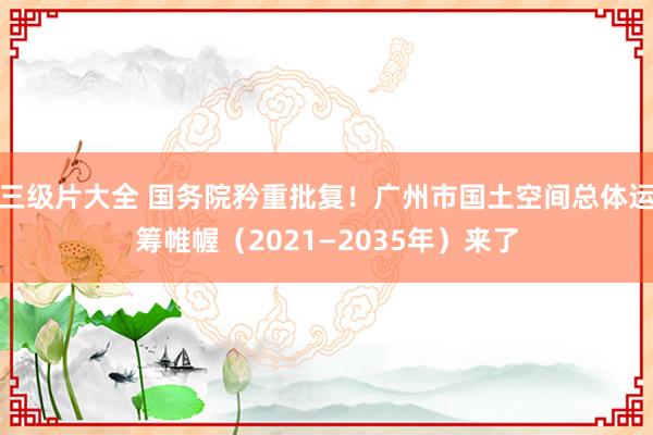 三级片大全 国务院矜重批复！广州市国土空间总体运筹帷幄（2021—2035年）来了